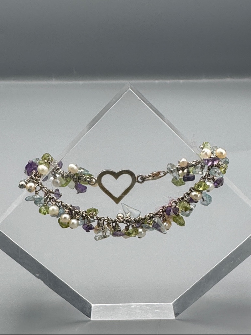 Sterling silver genuine pearl stone bracelet